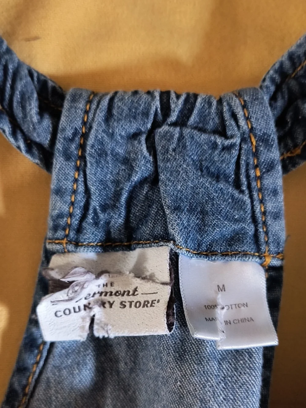 The Vermont Country Store Denim Pinafore Dress in Medium Blue - Picture 3 of 5